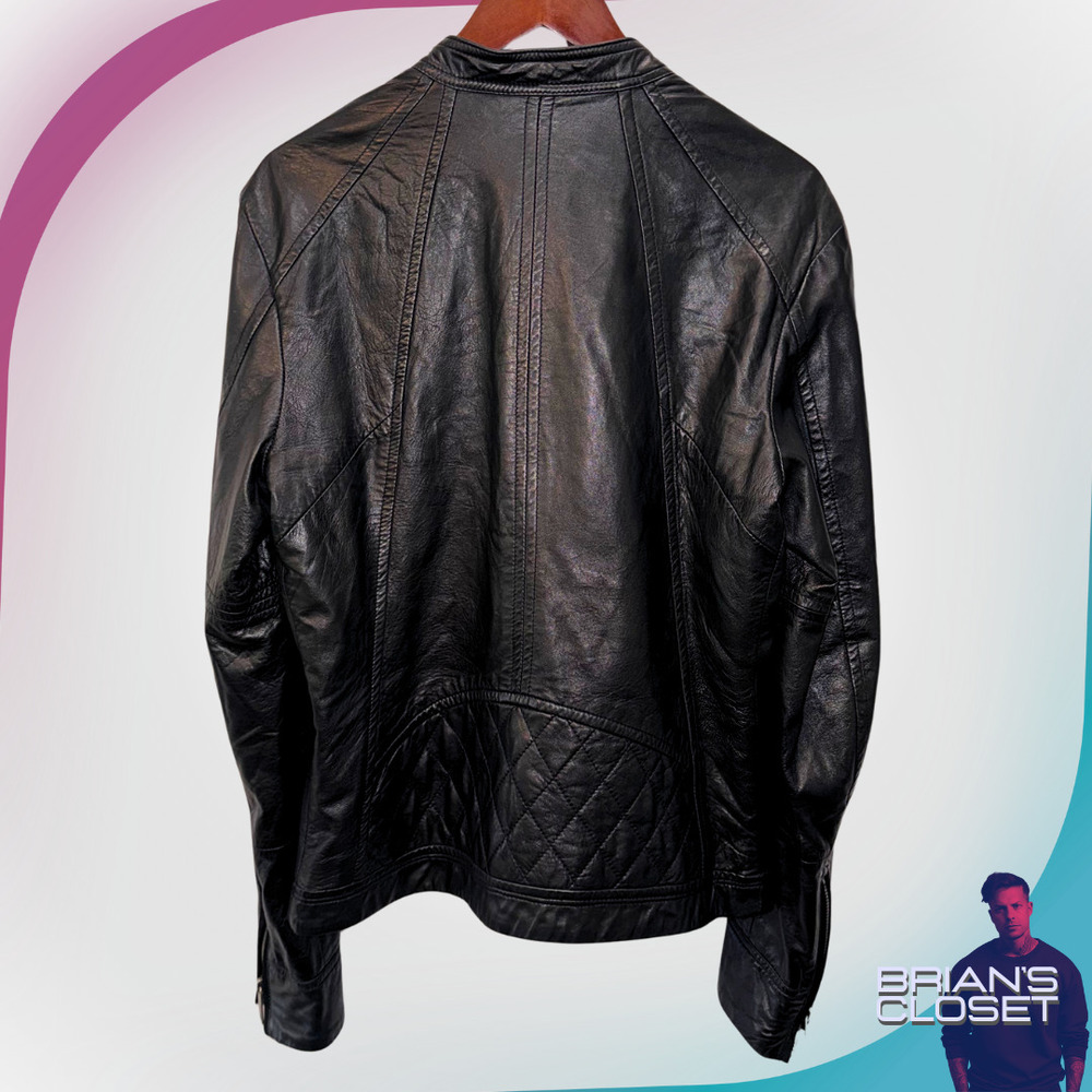 DIESEL Men's Leather Motorcycle Jacket in Black - L - Picture 3 of 15